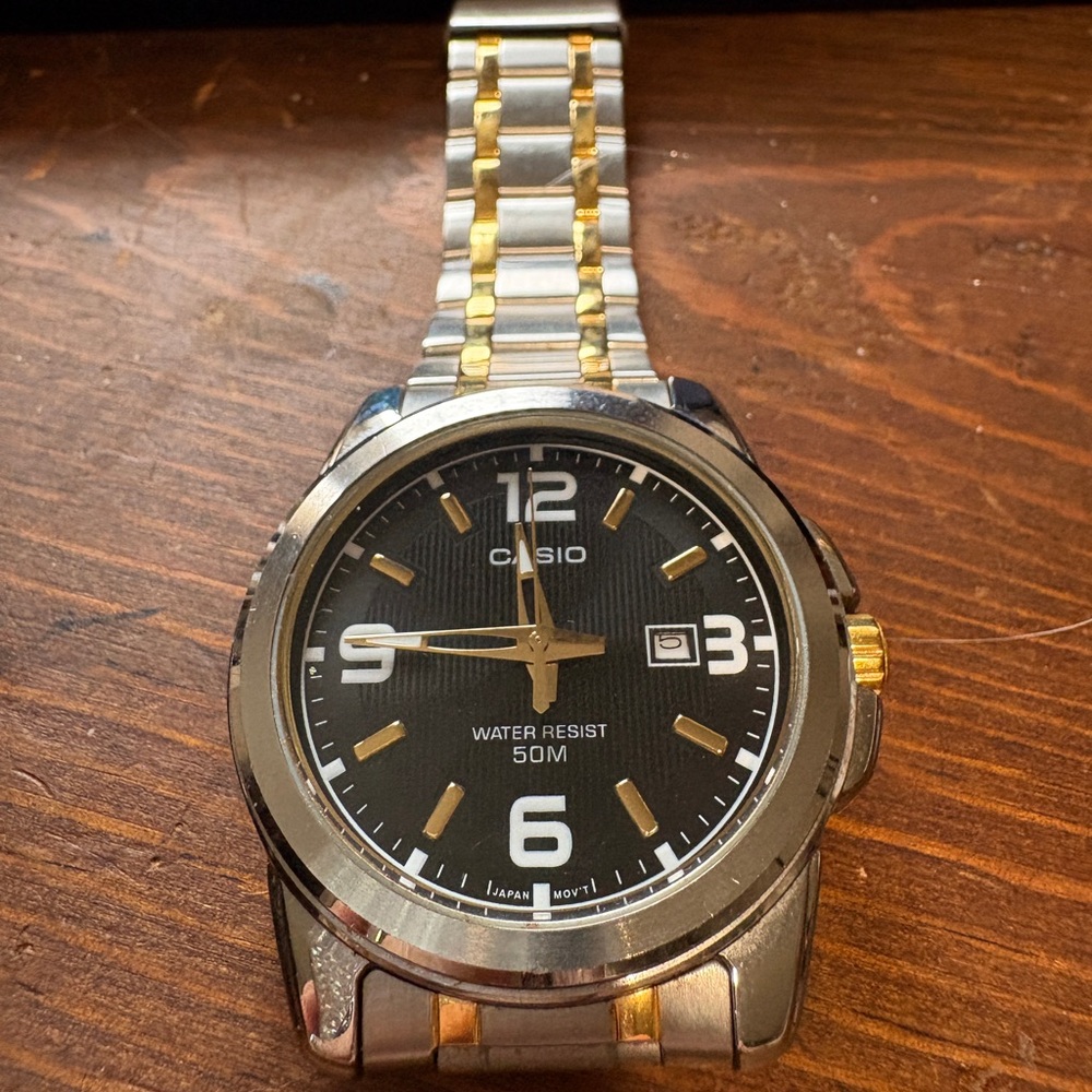 Casio Two-Tone Watch with Black Dial